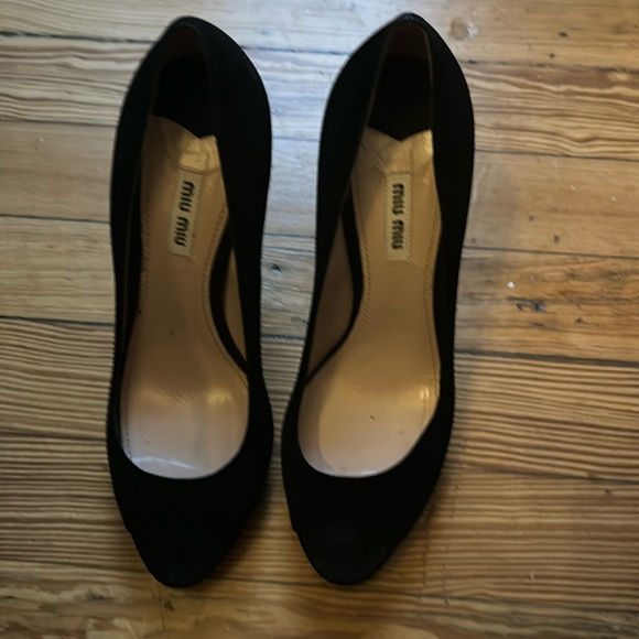 Miu Miu Shoes - Miu Miu open toe suede heels size 39